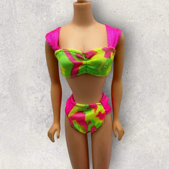Vintage 1990 Hawaiian Fun Barbie #5940 Outfit Swimsuit Hula Skirt Bracelet Brush - Picture 8 of 11